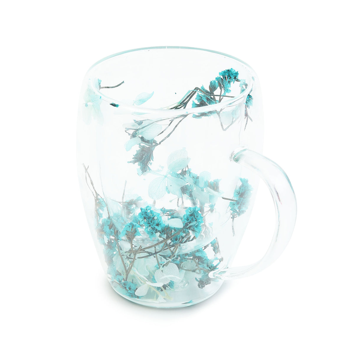 Dahlia Blue Glass Mug
