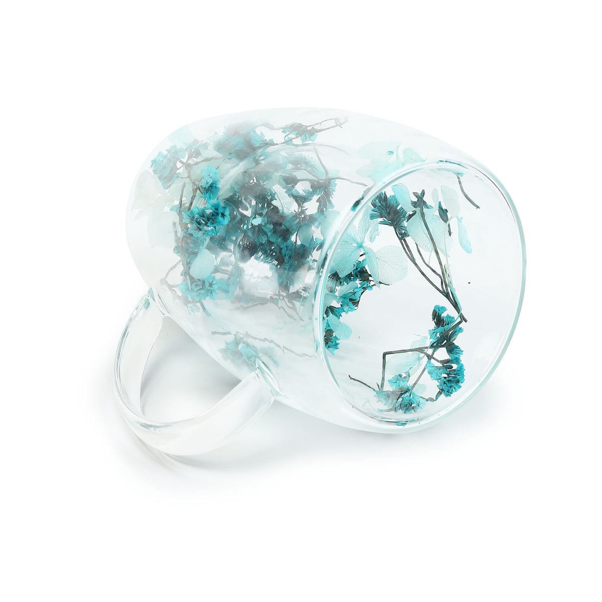 Dahlia Blue Glass Mug