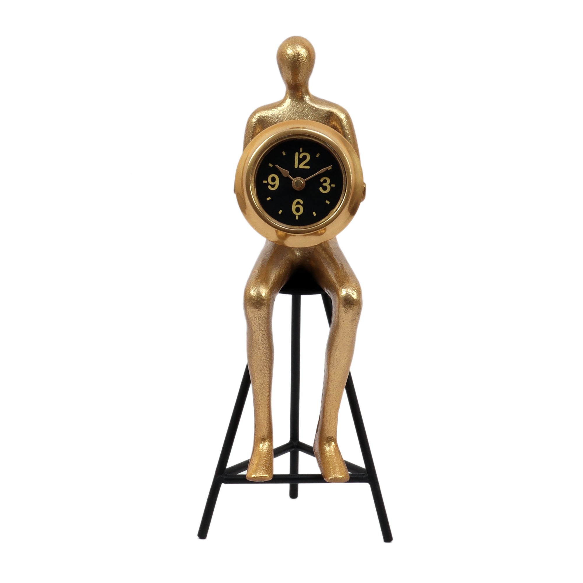 Sitting Man Clock Gold
