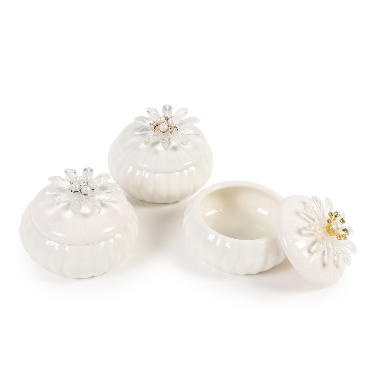 Sunpetal Porcelain Box Set of 3