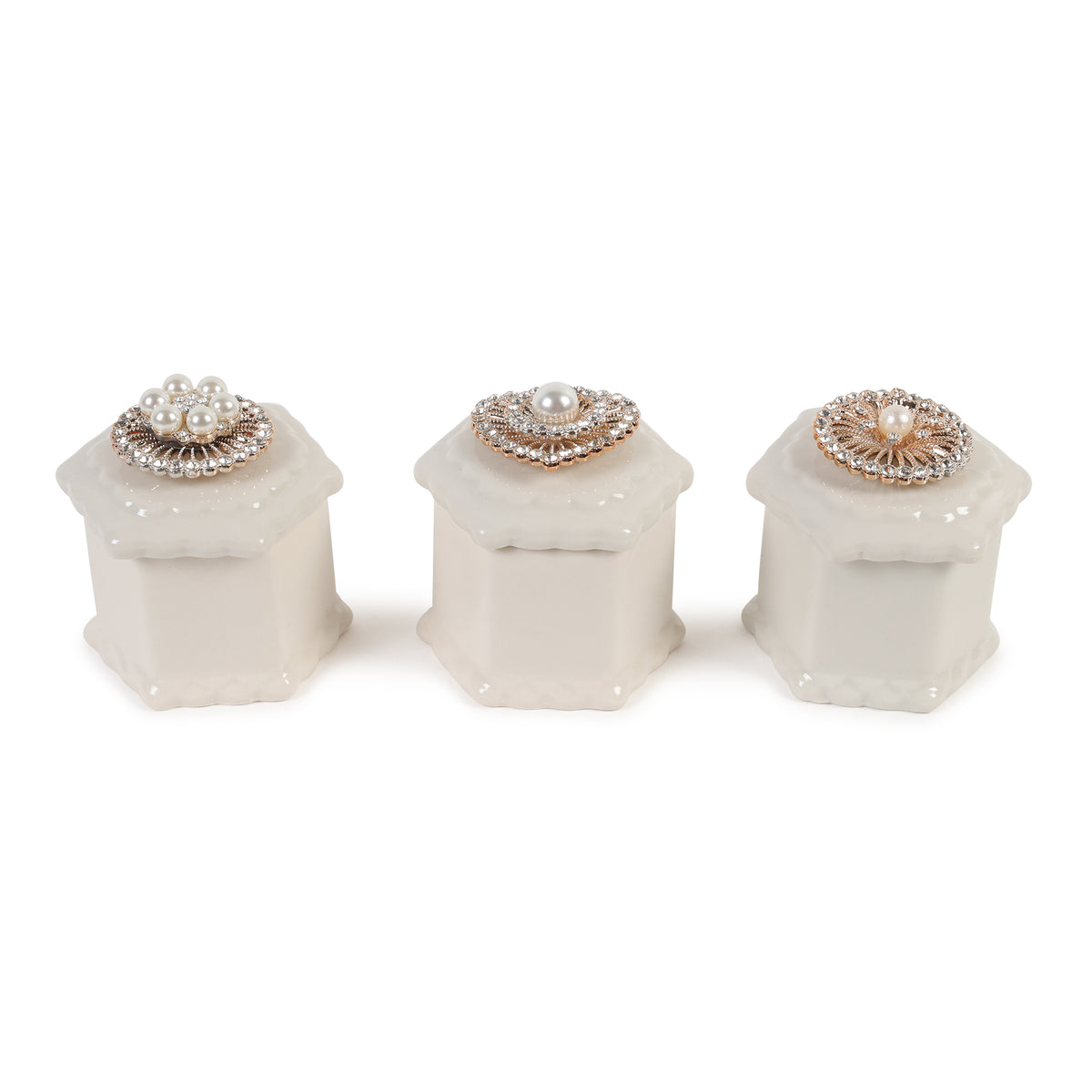 Medallion Porcelain Box Set of 3