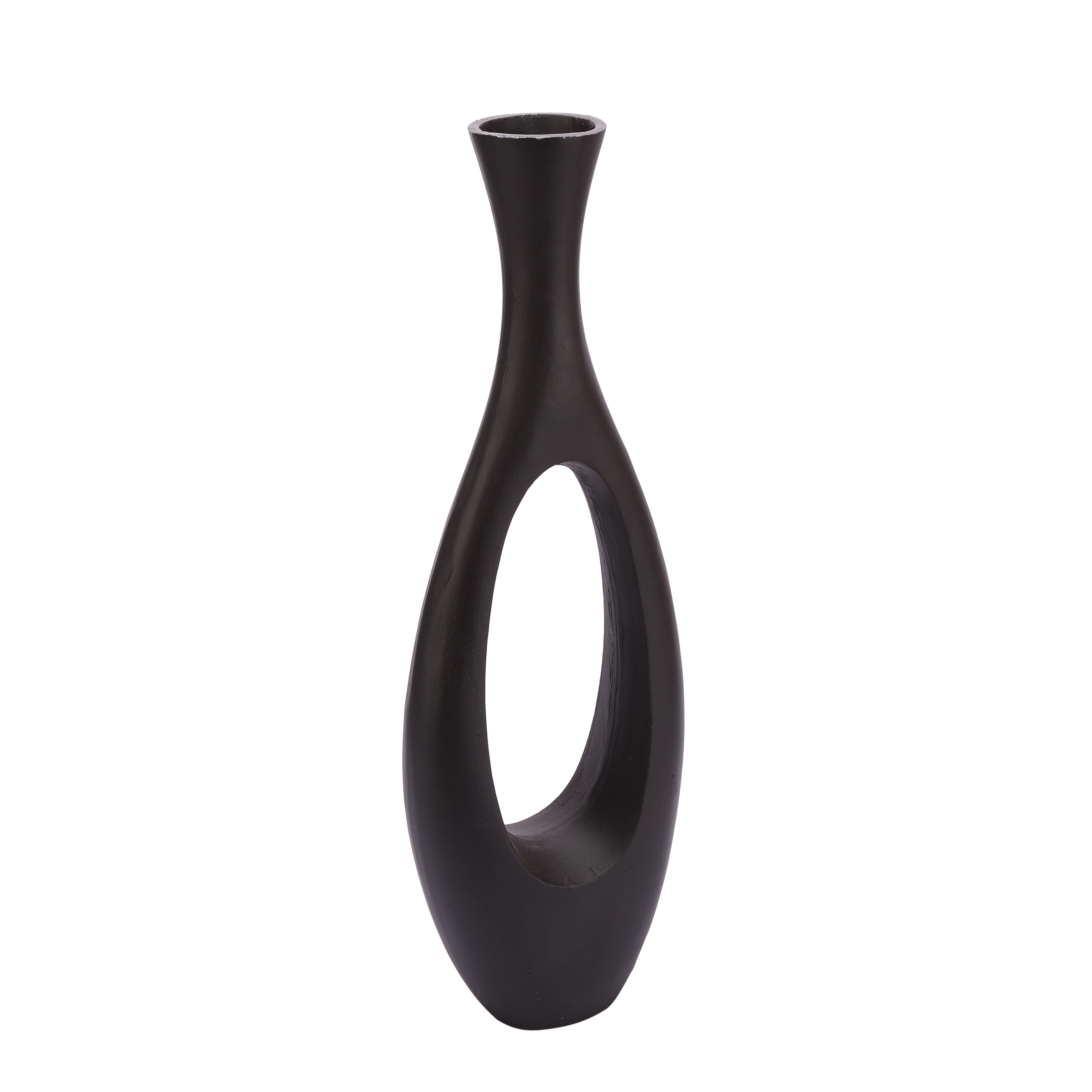 Oblong Vase in Raw Black Finish Small Size