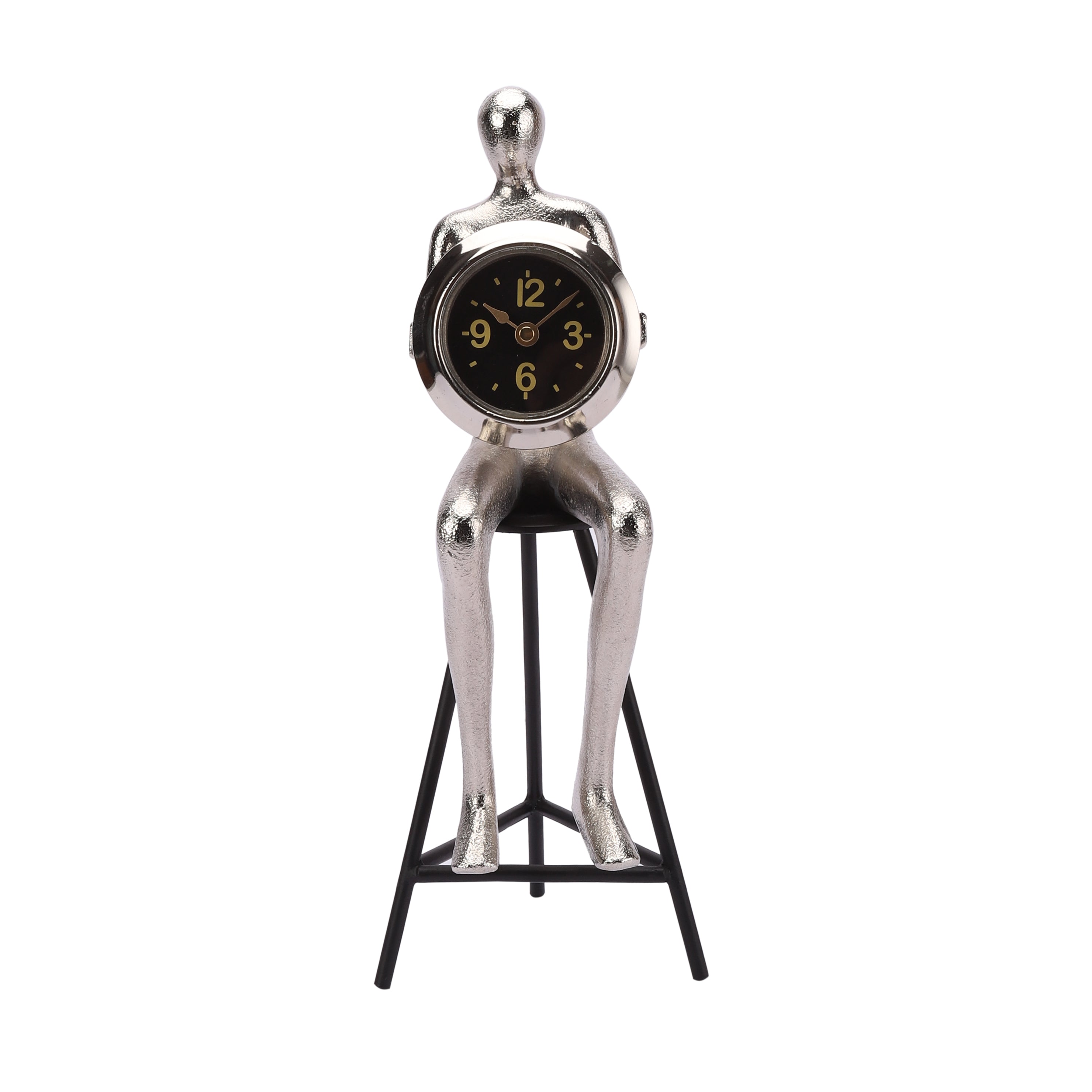 Sitting Man Clock Silver