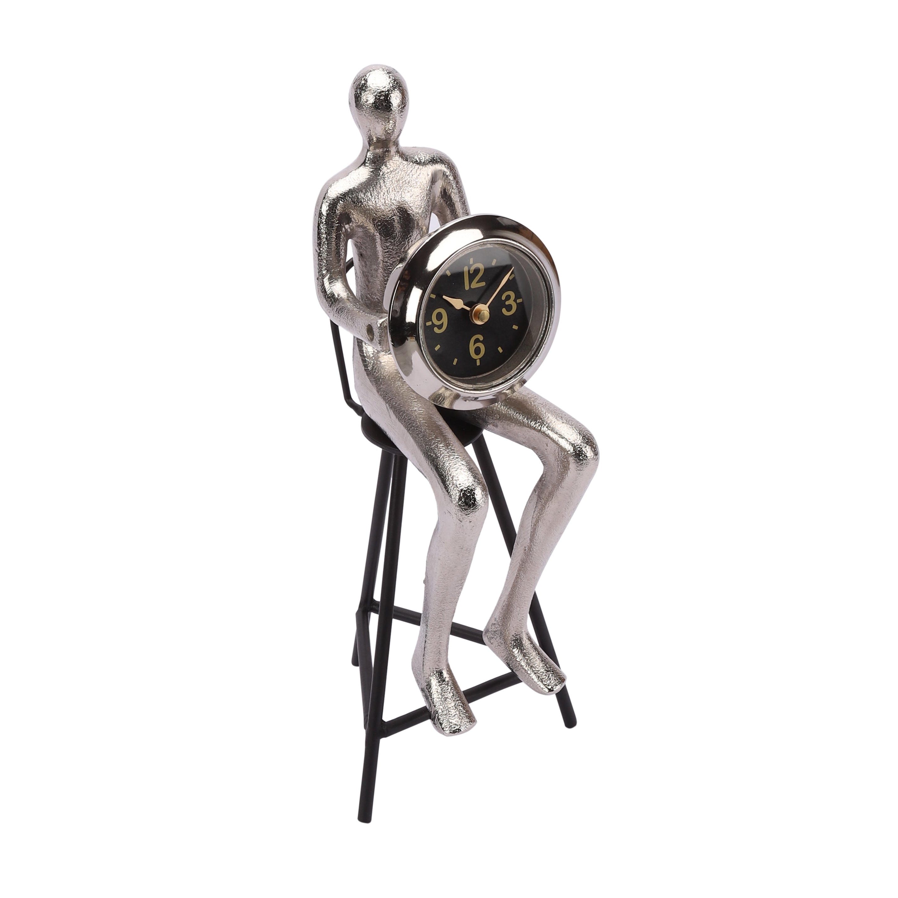 Sitting Man Clock Silver