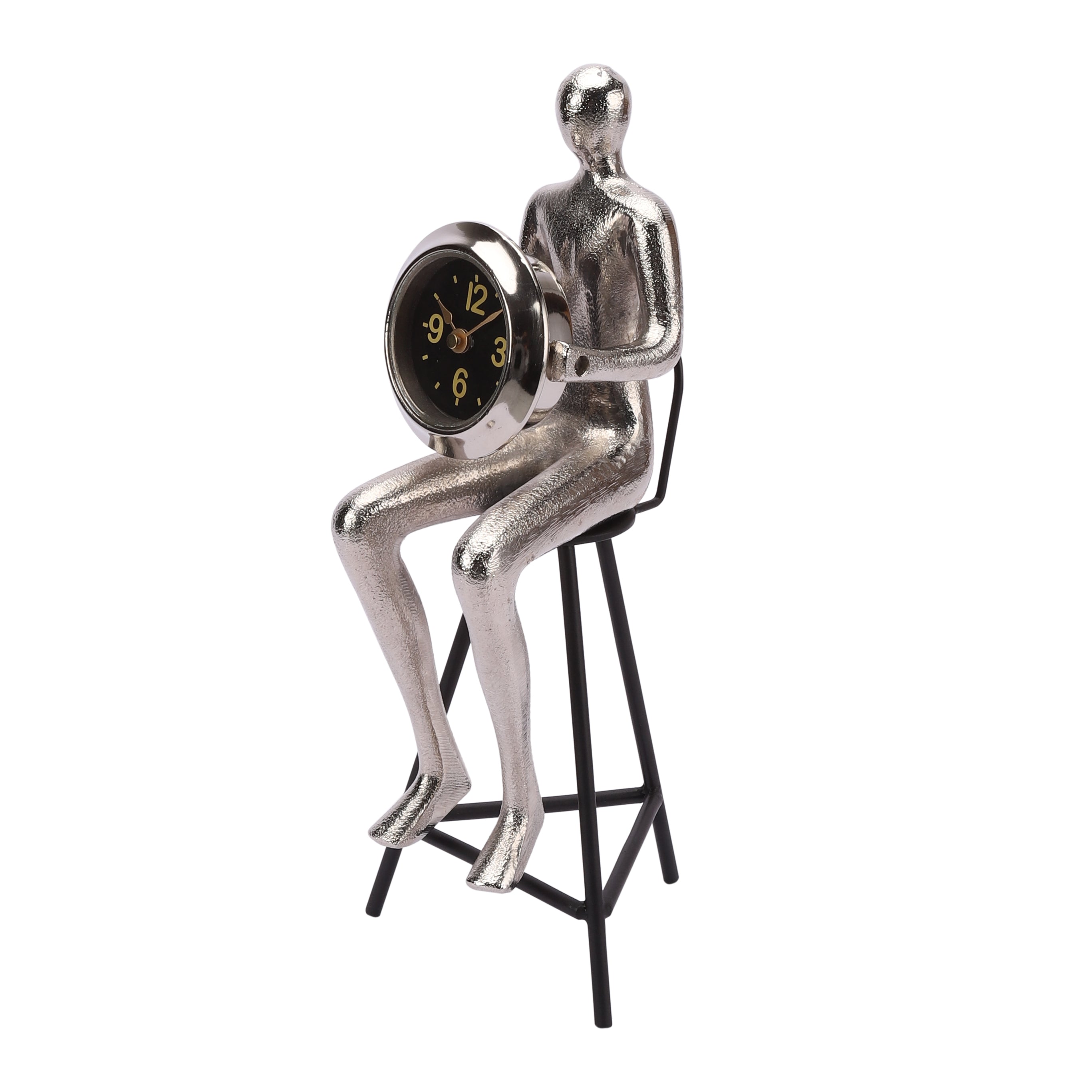 Sitting Man Clock Silver