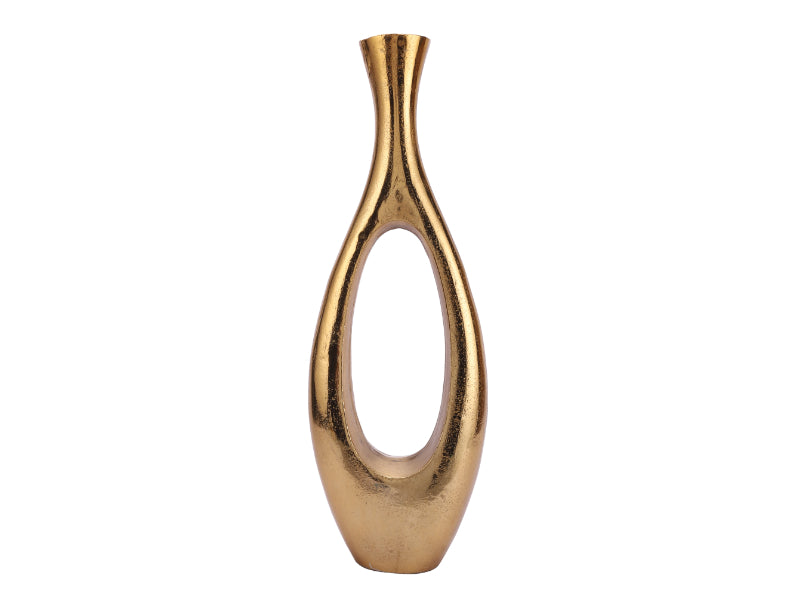 Oblong Vase in Raw Gold Finish Small Size
