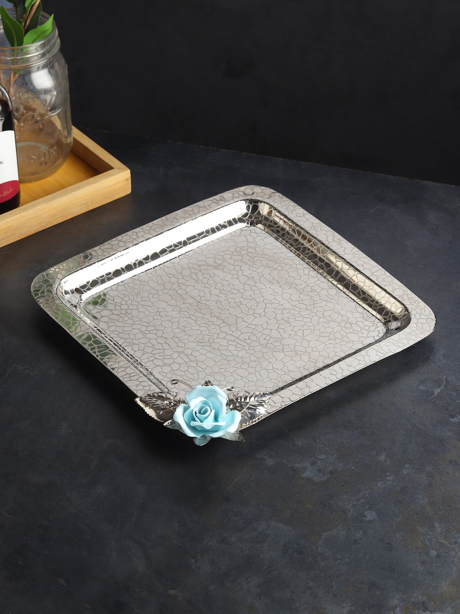 Petal Eclat Blue Square Tray