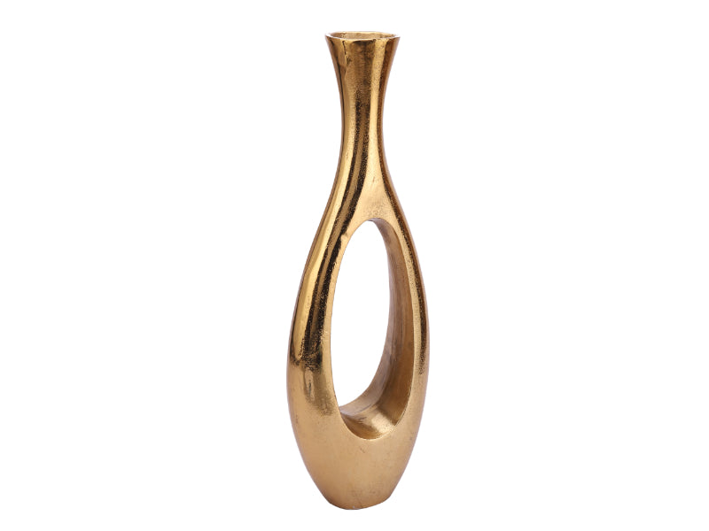 Oblong Vase in Raw Gold Finish Small Size