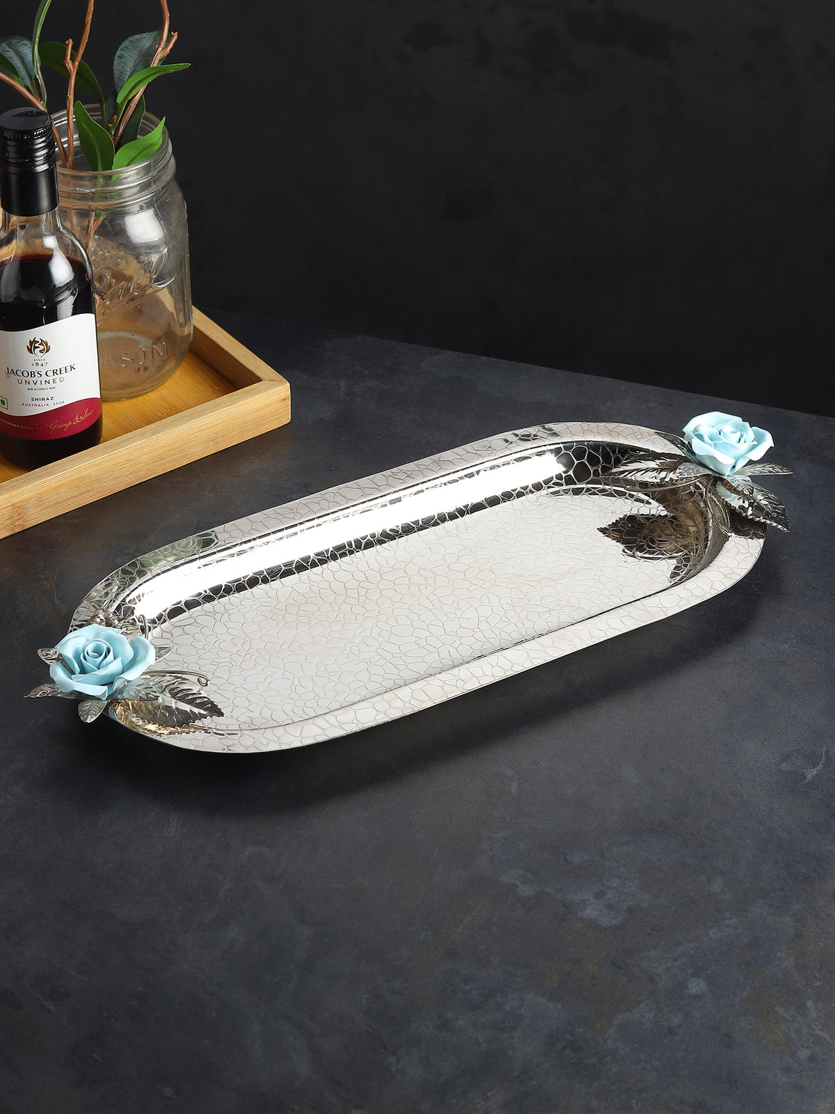 Petal Eclat Blue Oval Tray