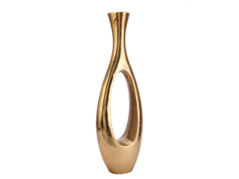 Oblong Vase in Raw Gold Finish Small Size