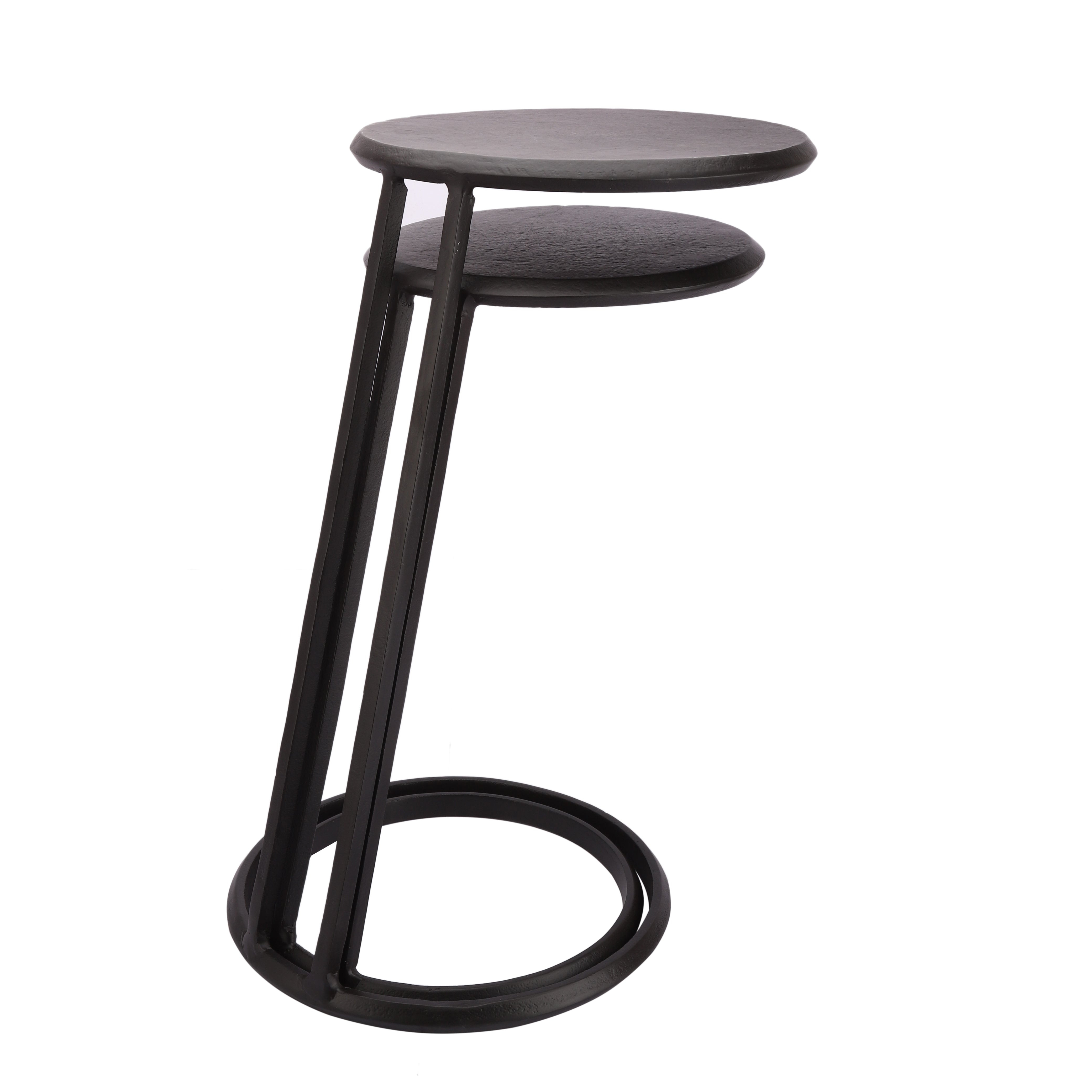 Slanted Nesting Side Tables in Black Finish Set of 2
