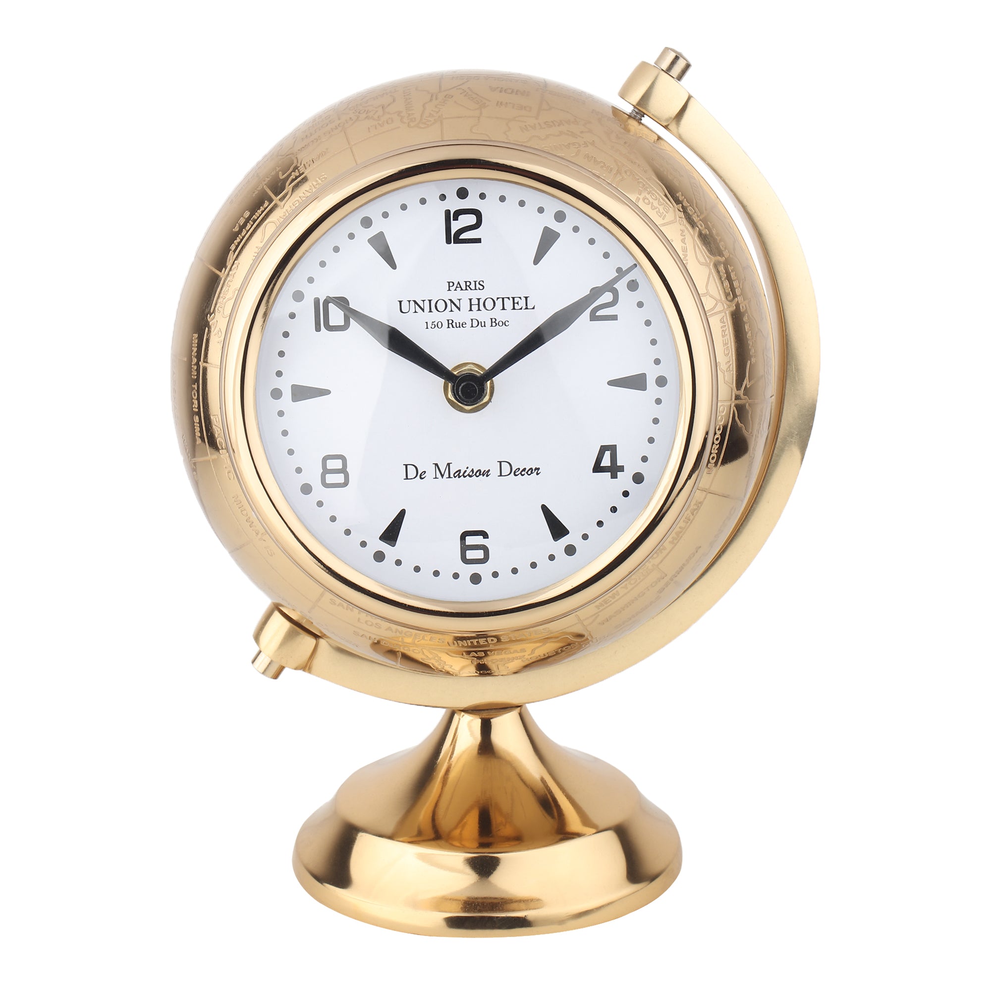 The Etched World Table Clock