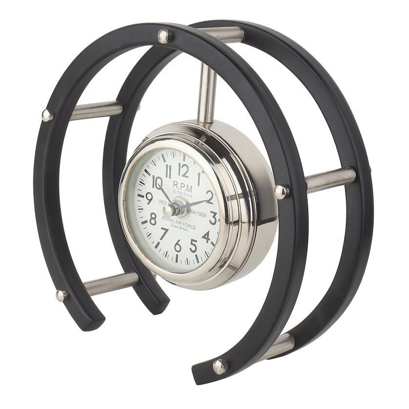 Luna Serenade Table Clock in Silver & Black