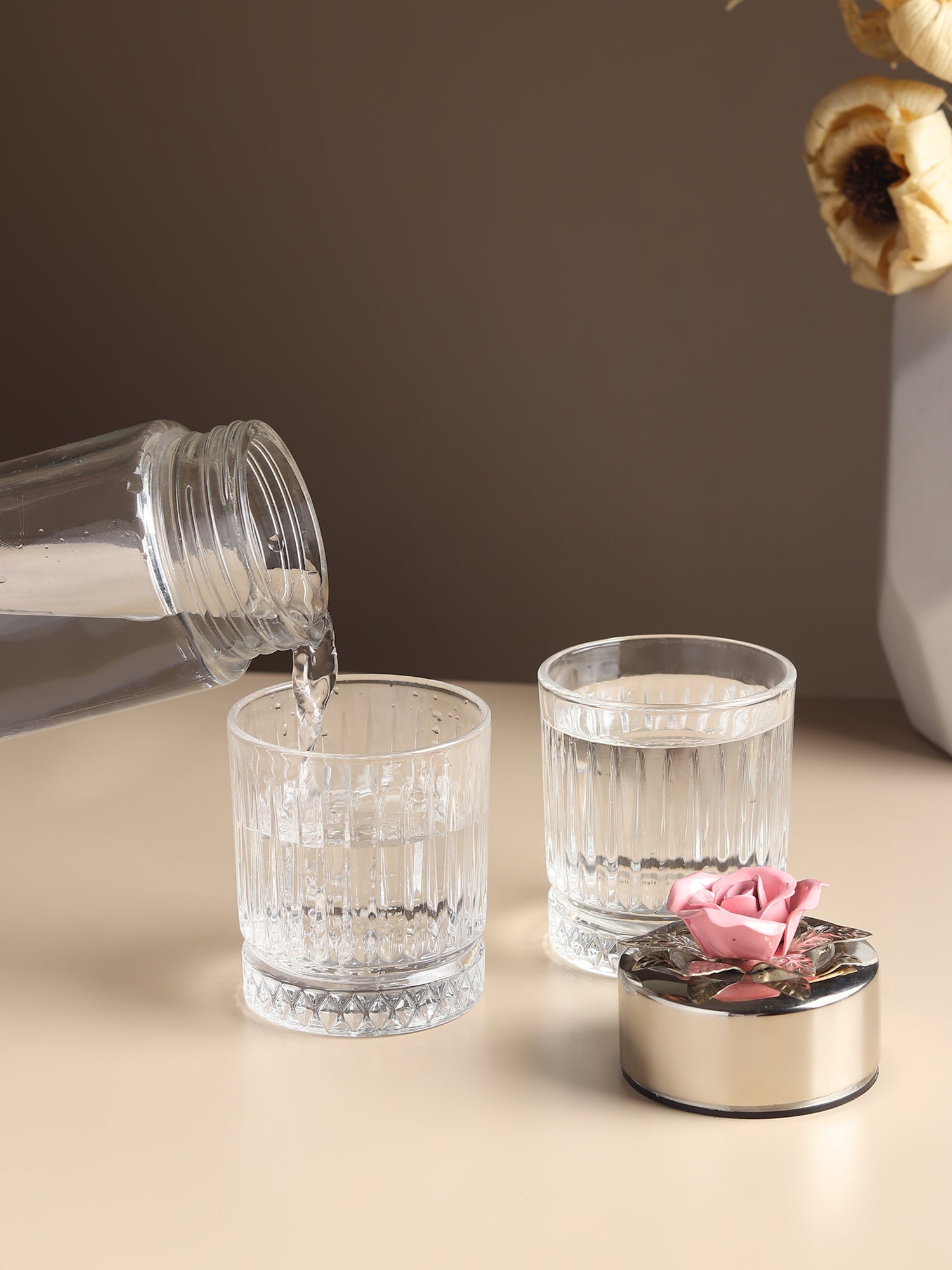 Petal Eclat Pink Bottle & Glass Set