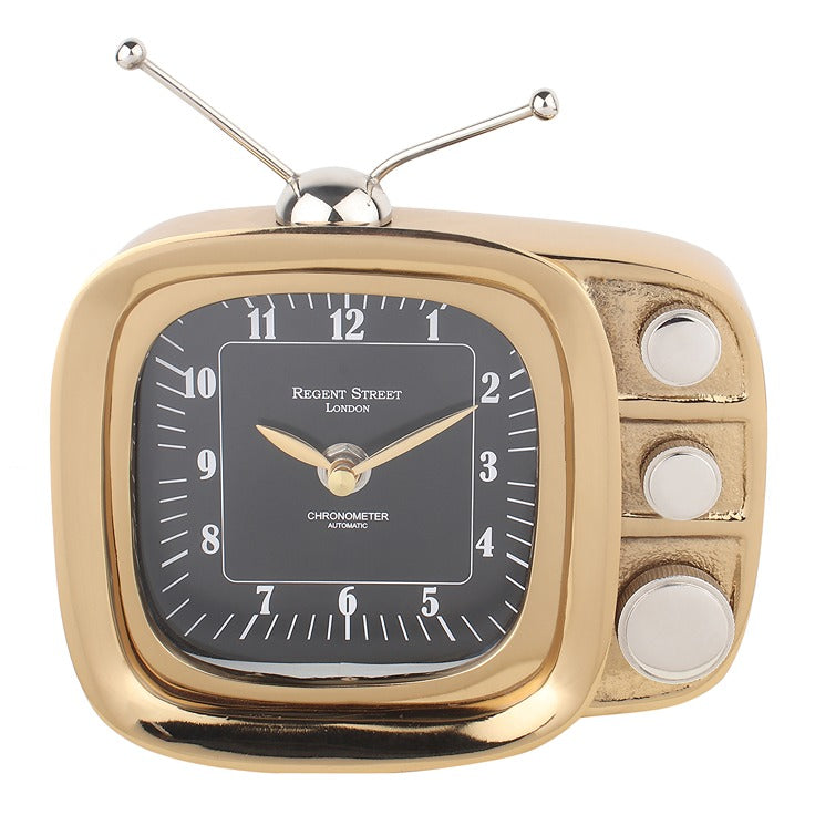 Retro TV Timepiece in Gold