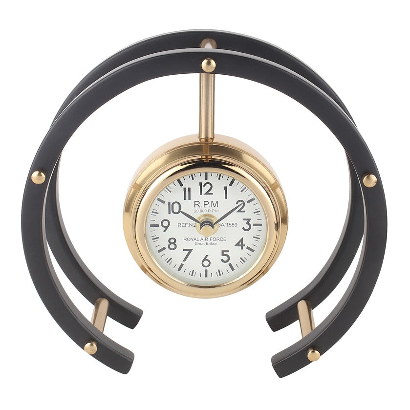 Luna Serenade Table Clock in Gold & Black