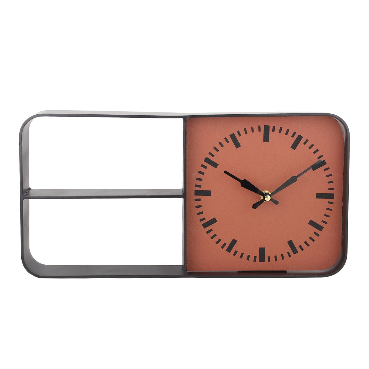 Timekeeper Shelves Wall Clock in Terracota