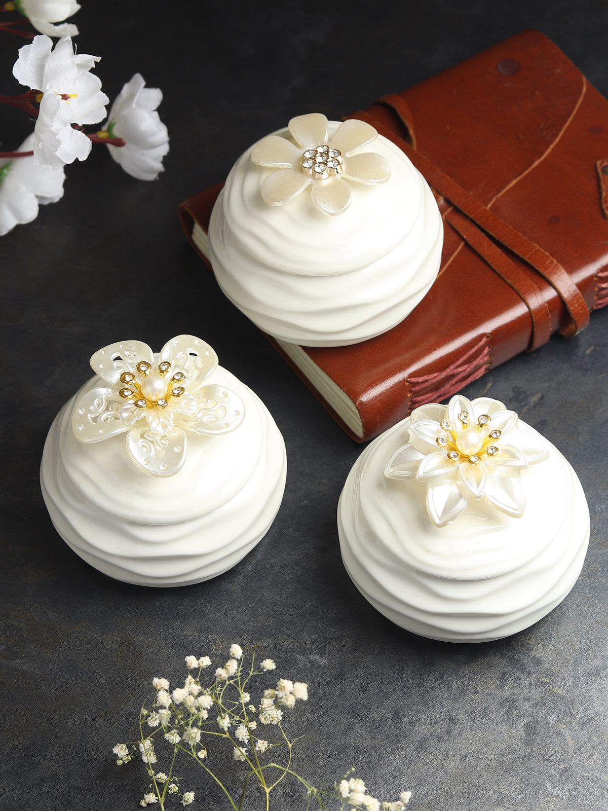 Laceflower Porcelain Box Set of 3