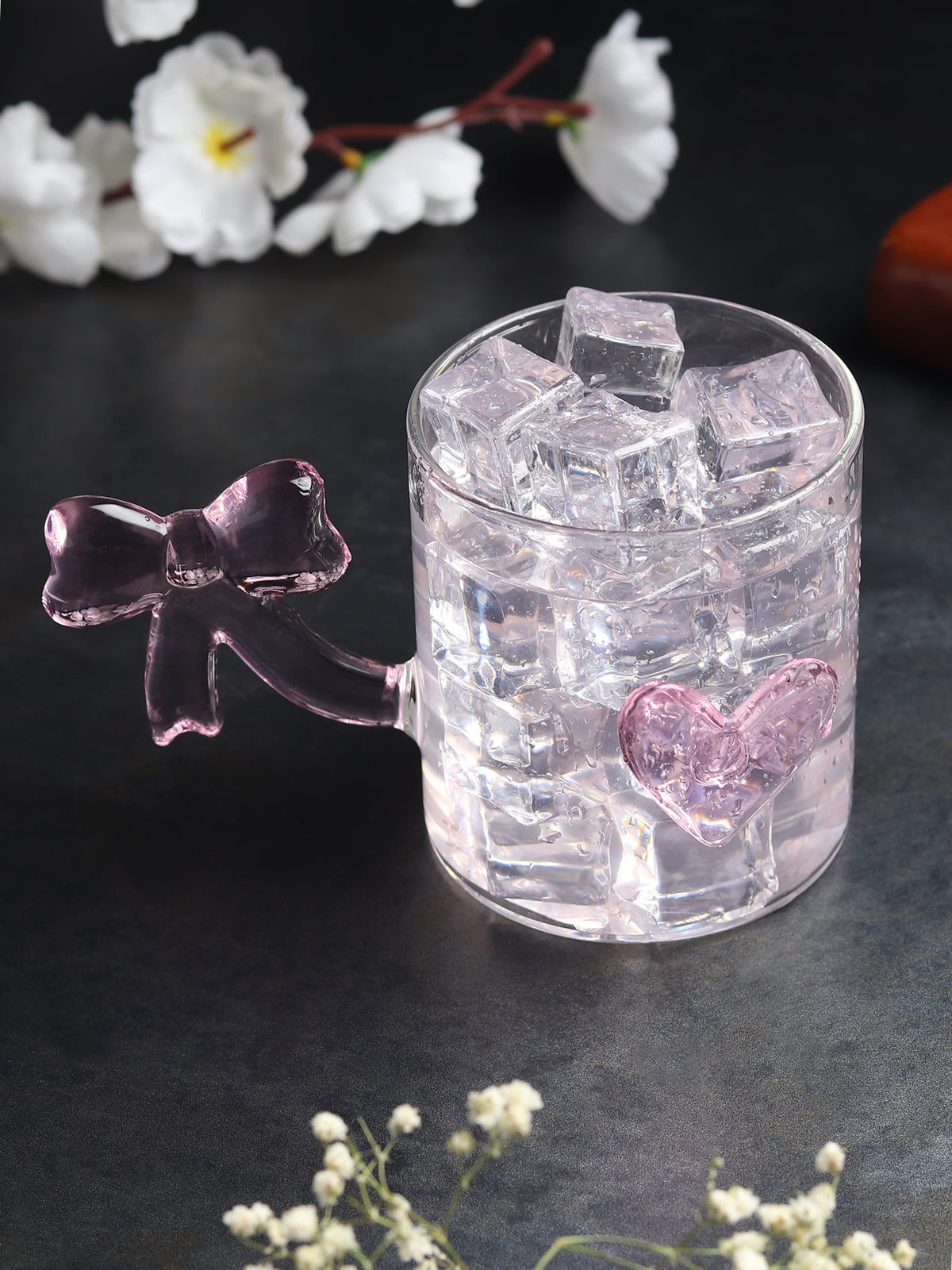 Bowed Heart Glass Cup