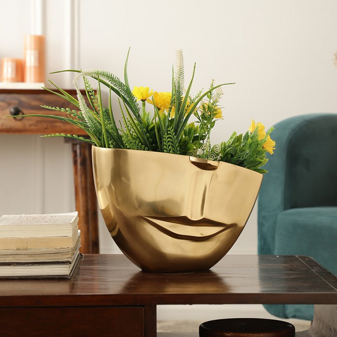 The Amused Gold Face Vase