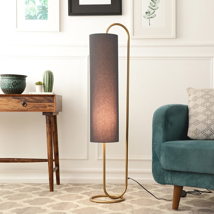 Graceful Grey & Gold Curve Floor Lamp