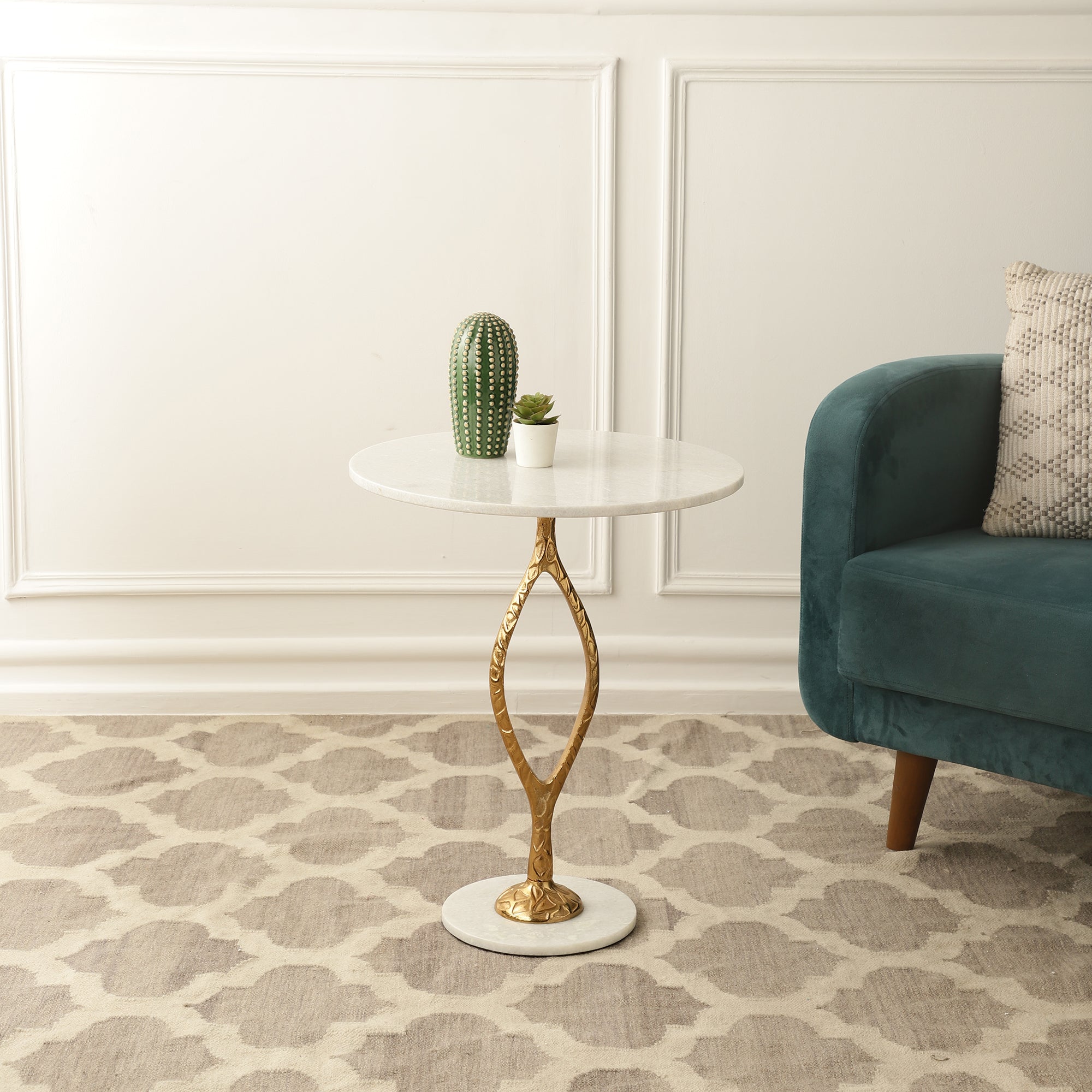 Round White Marble Side Table