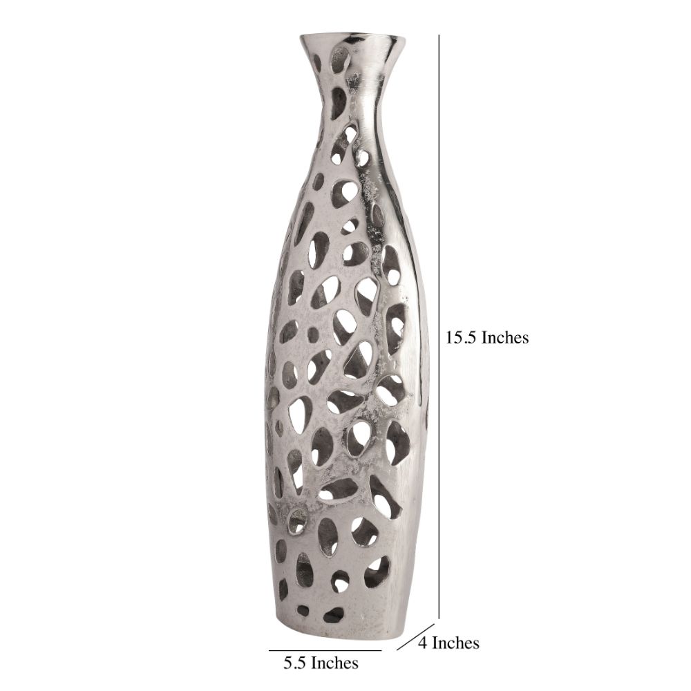 Sophia Floral Vase Large In Raw Silver Finish