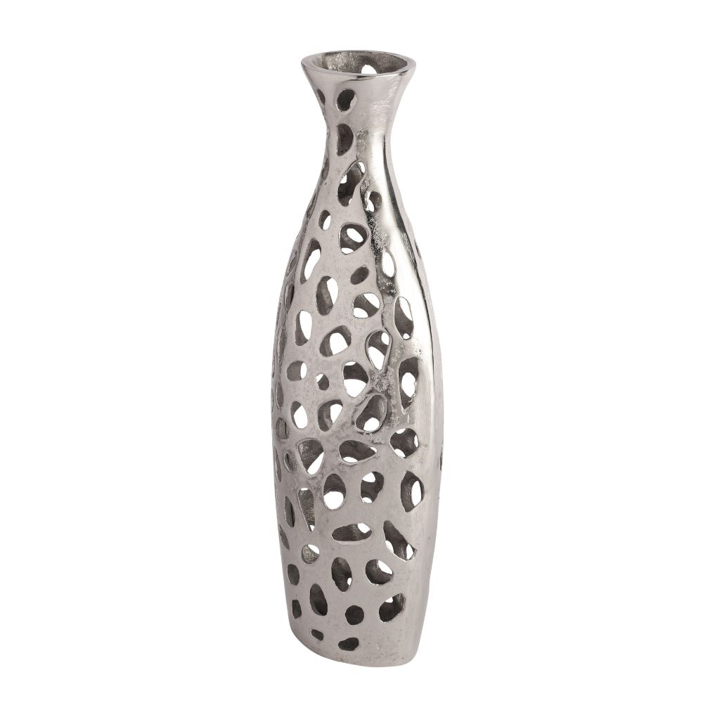 Sophia Floral Vase Large In Raw Silver Finish