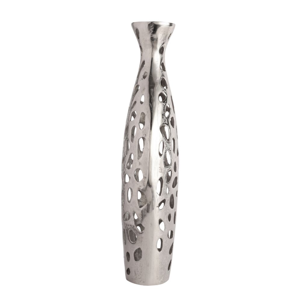 Sophia Floral Vase Large In Raw Silver Finish