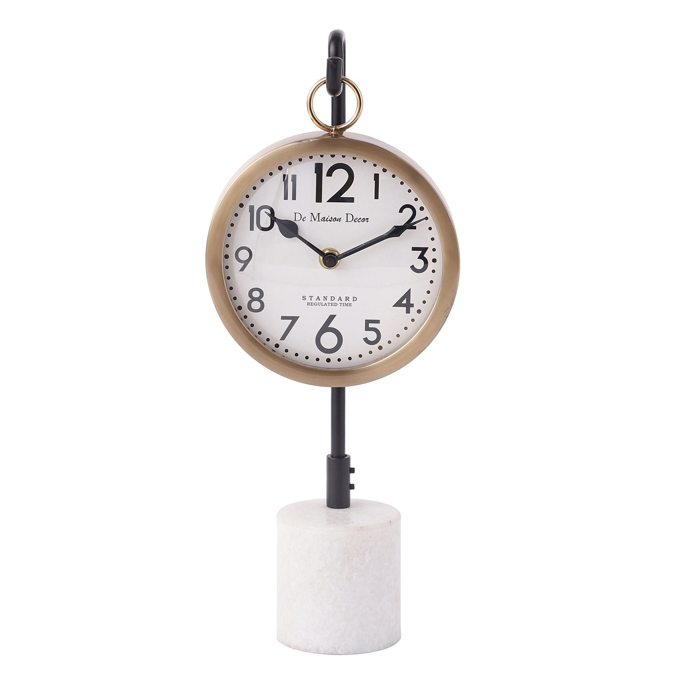 Suspended Marble Time Keeper in Gold  Table Clock