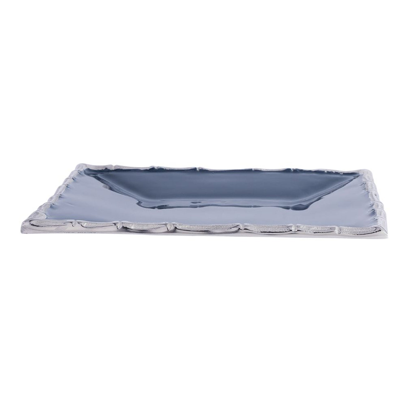 Alf Vine Square Tray Platter In Blue Enamle Silver Finish