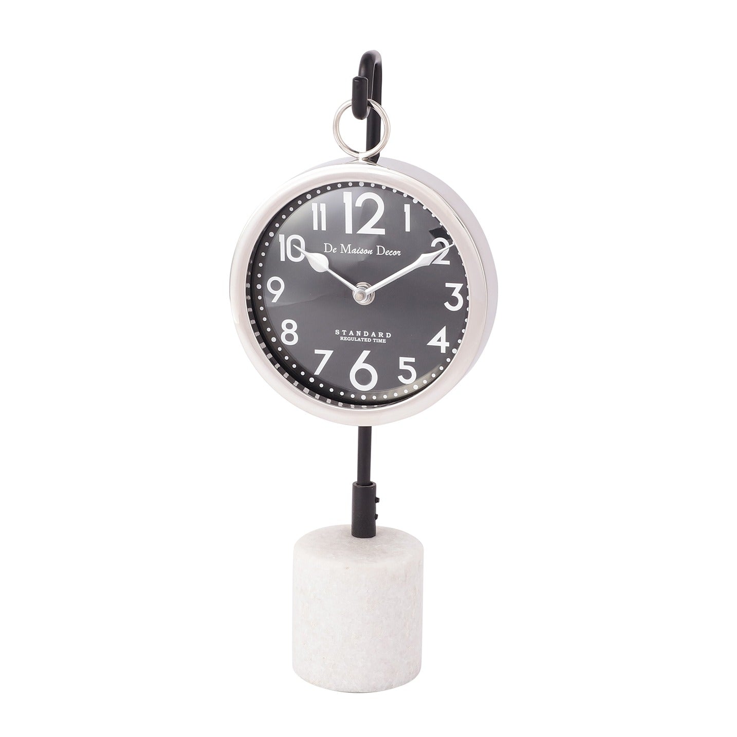 Suspended Marble Time Keeper in Silver Table Clock