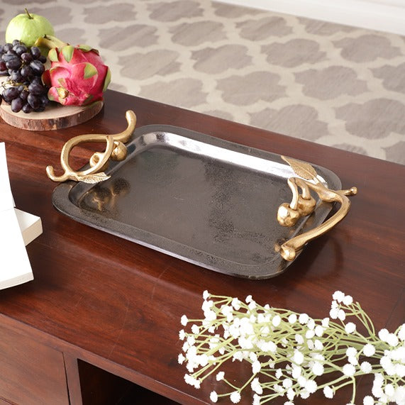 Cherry Vine Serving Tray Black