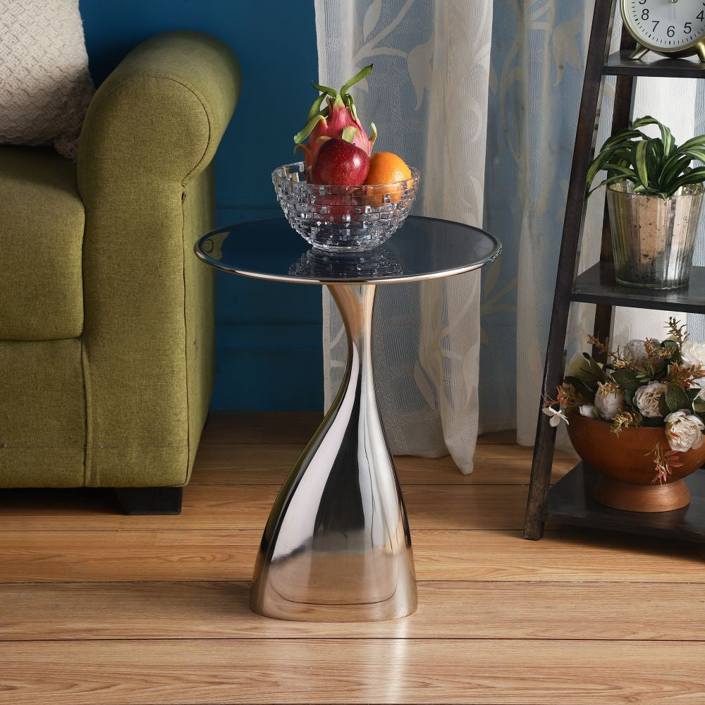 Ernest Side Table in Blue Enamel silver Finish