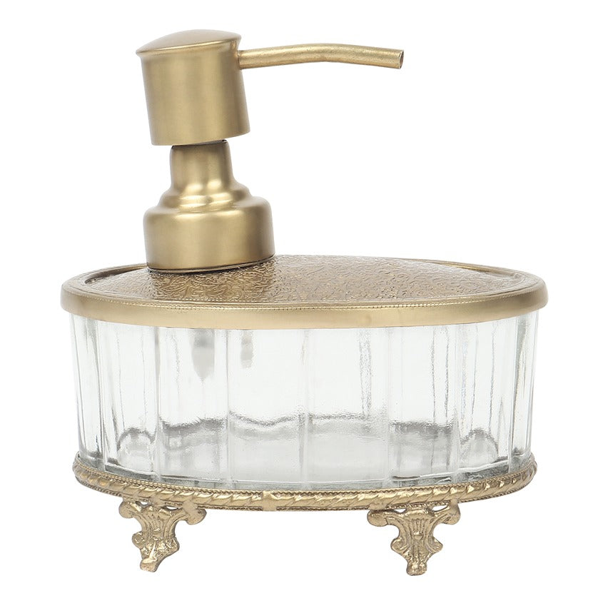 Bathtub Bliss Soap Dispenser Glass & Antique Brass