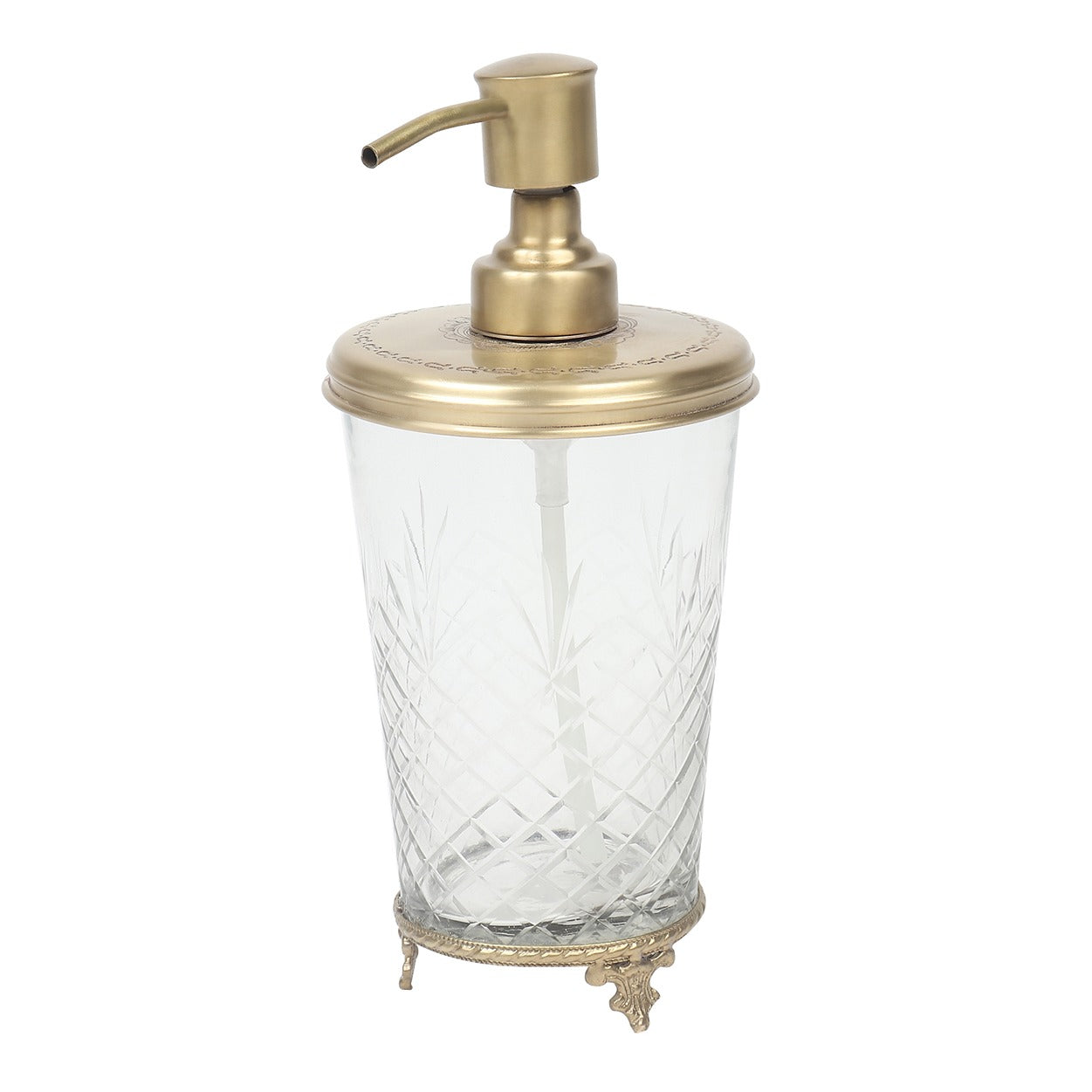 Vintage Brass & Glass Soap Dispenser Gold