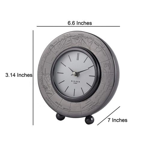 World Table Clock In Black Finish