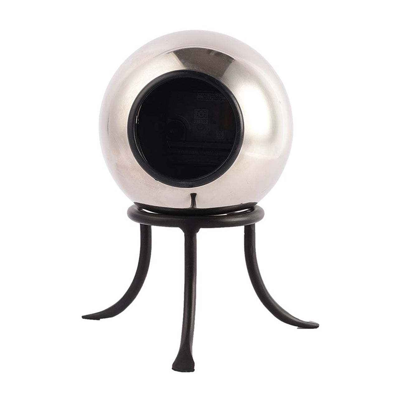 Seated Sphere Table Clock in Silver & Black Colour