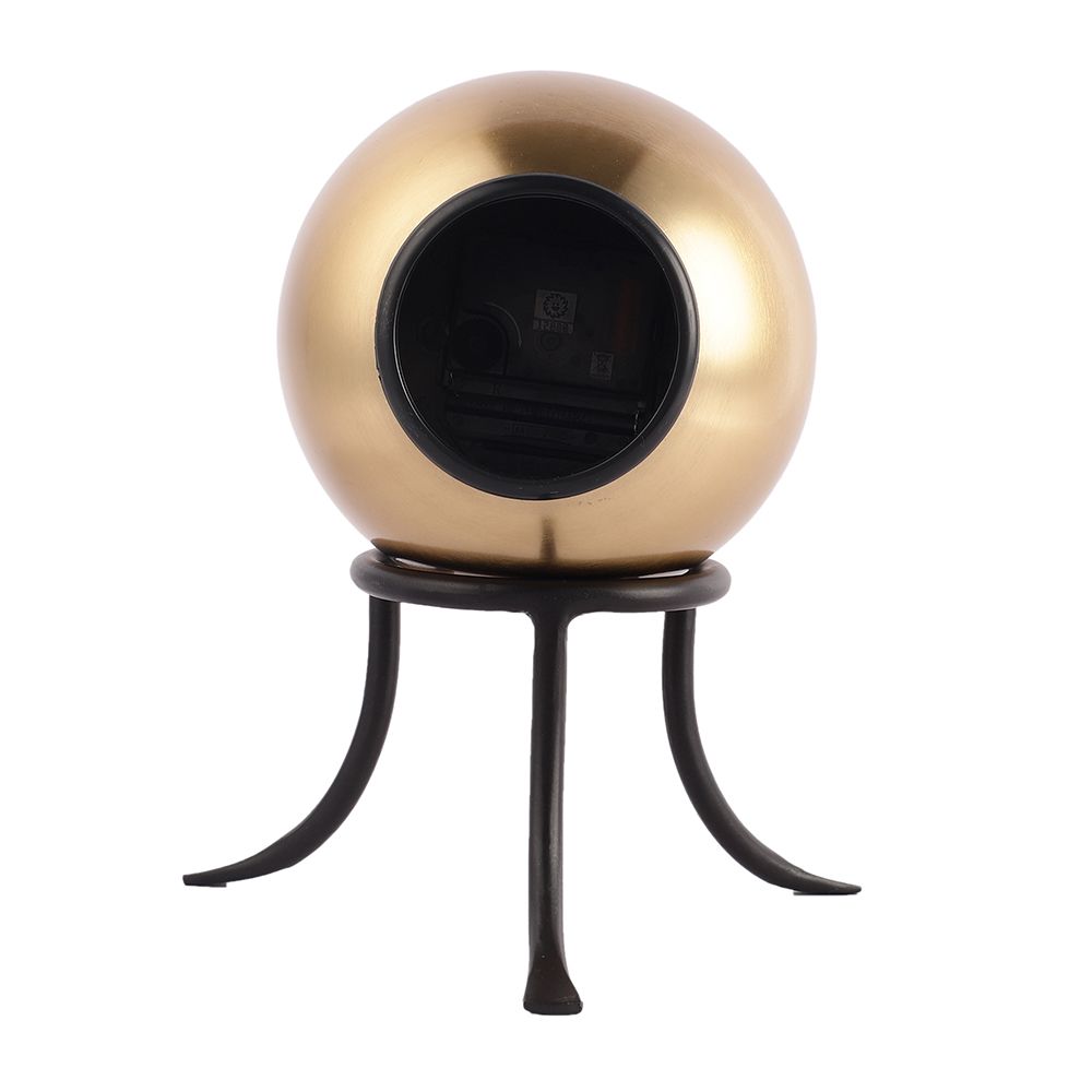 Seated Sphere Table Clock in Gold & Black Colour