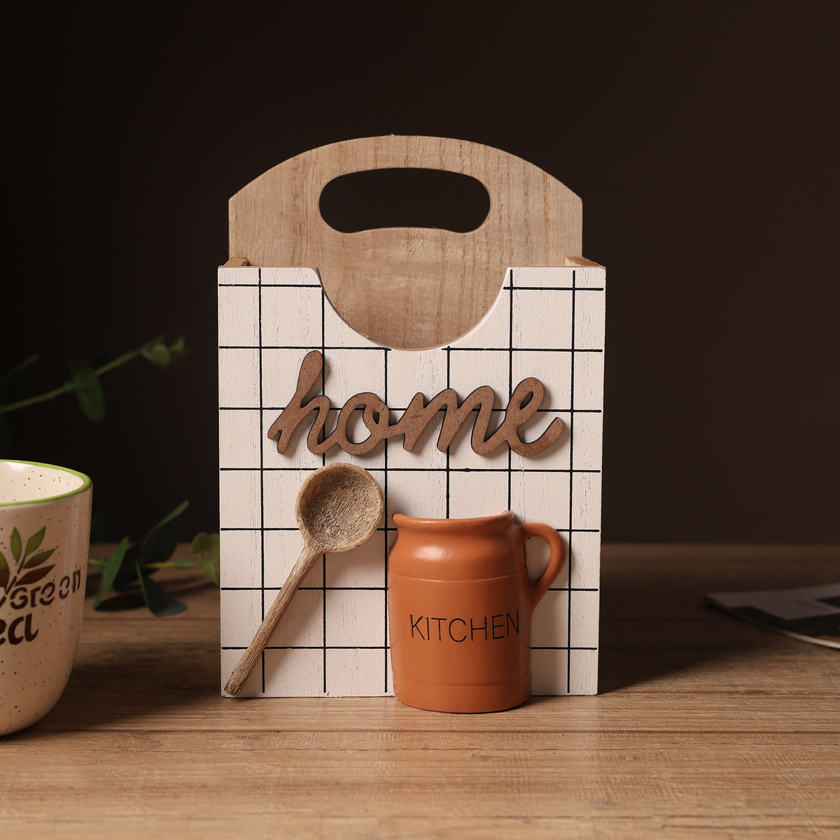 Larder Kitchenette Wooden Cutlery Caddy