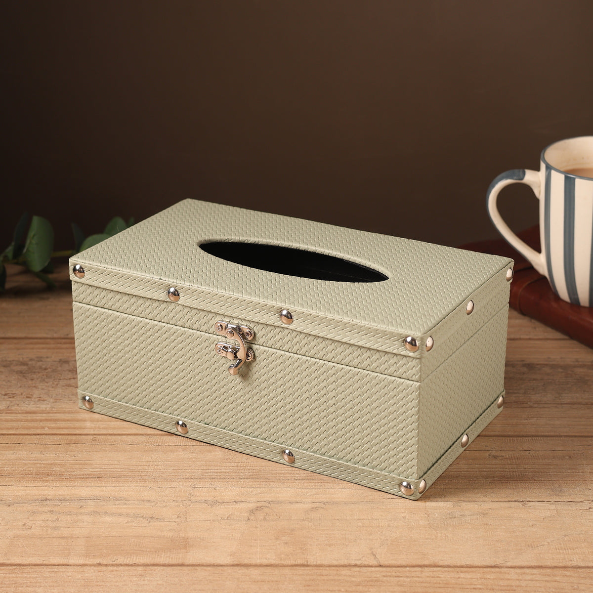 Bexley Leather Green Tissue Box