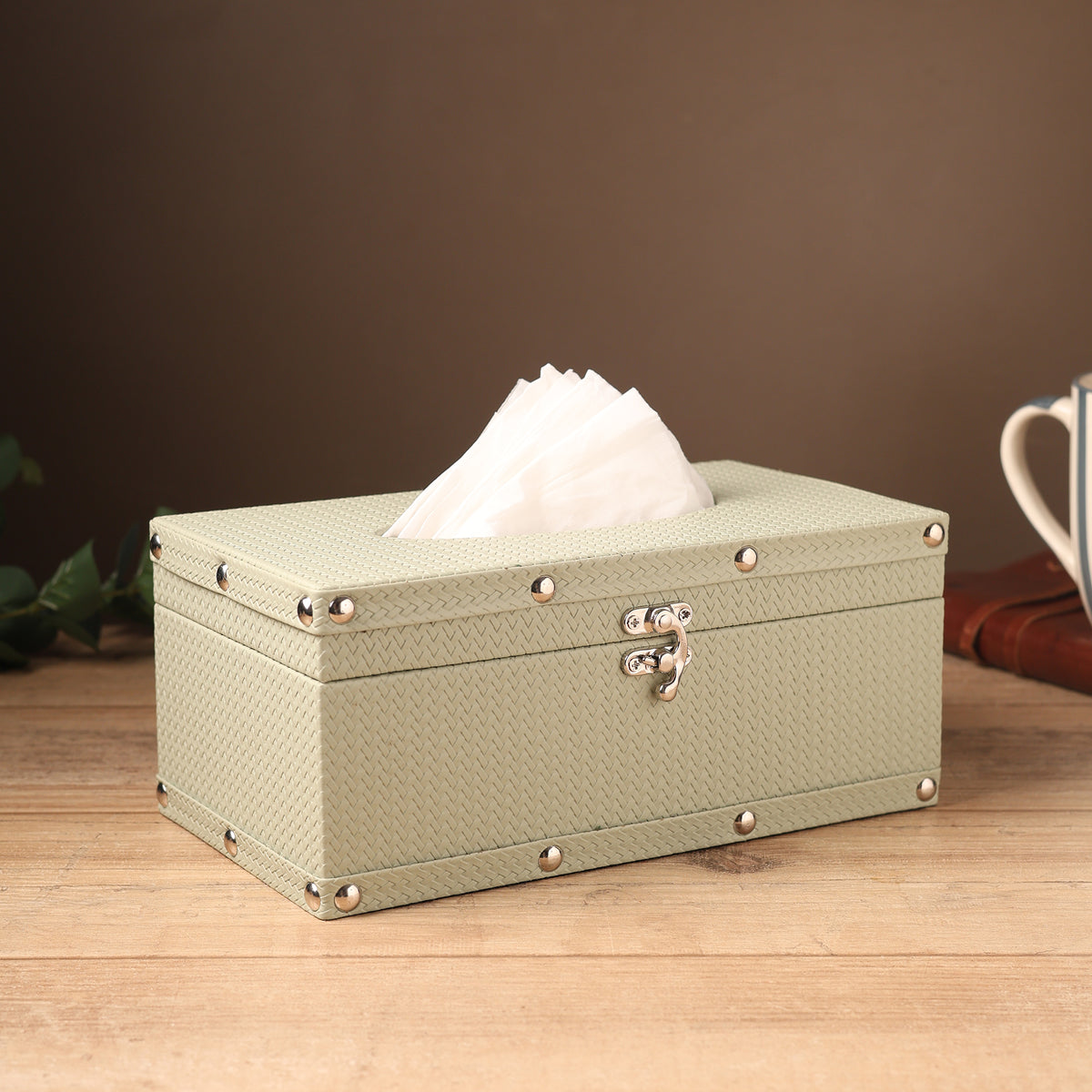 Bexley Leather Green Tissue Box