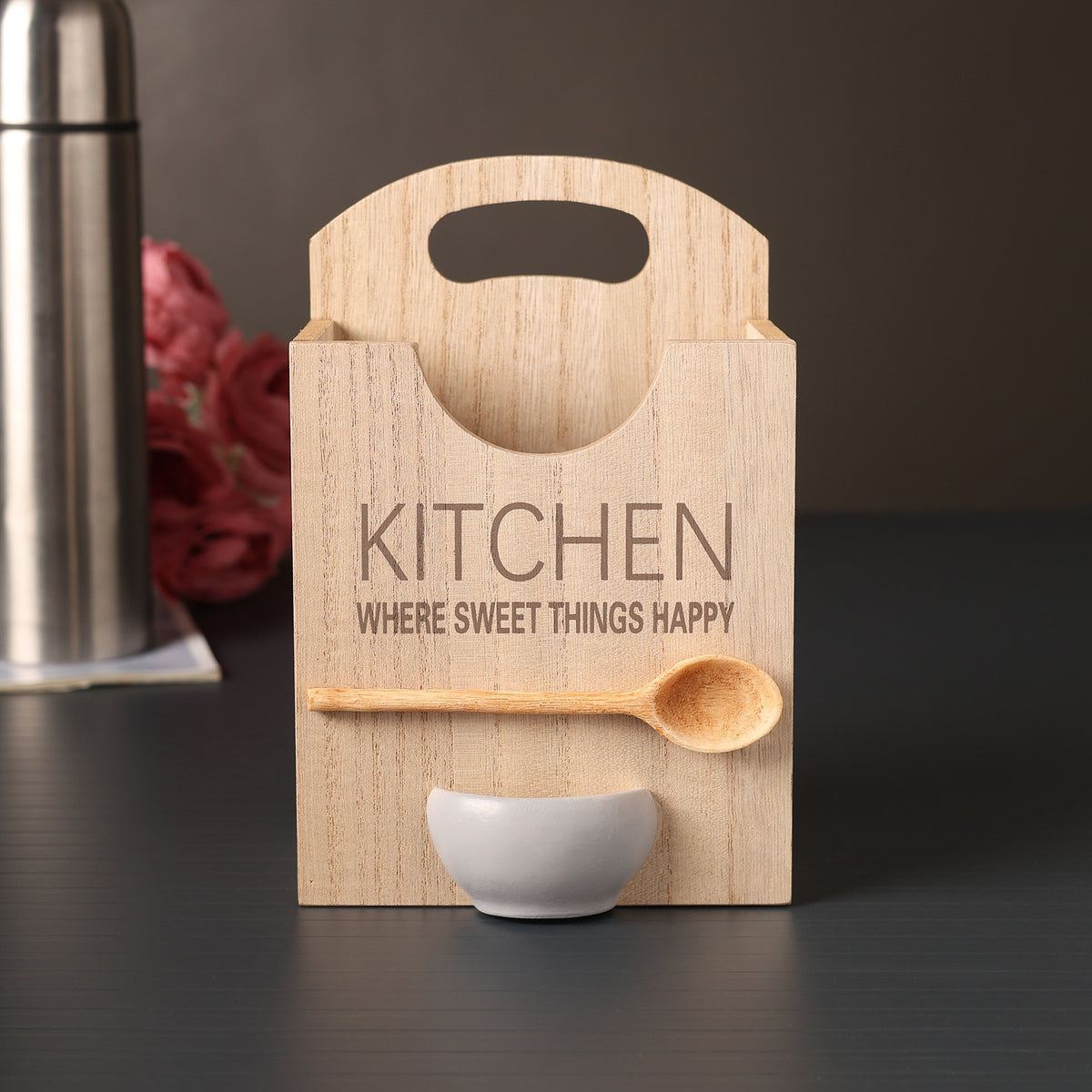 Homestead Kitchenette Wooden Cutlery Caddy