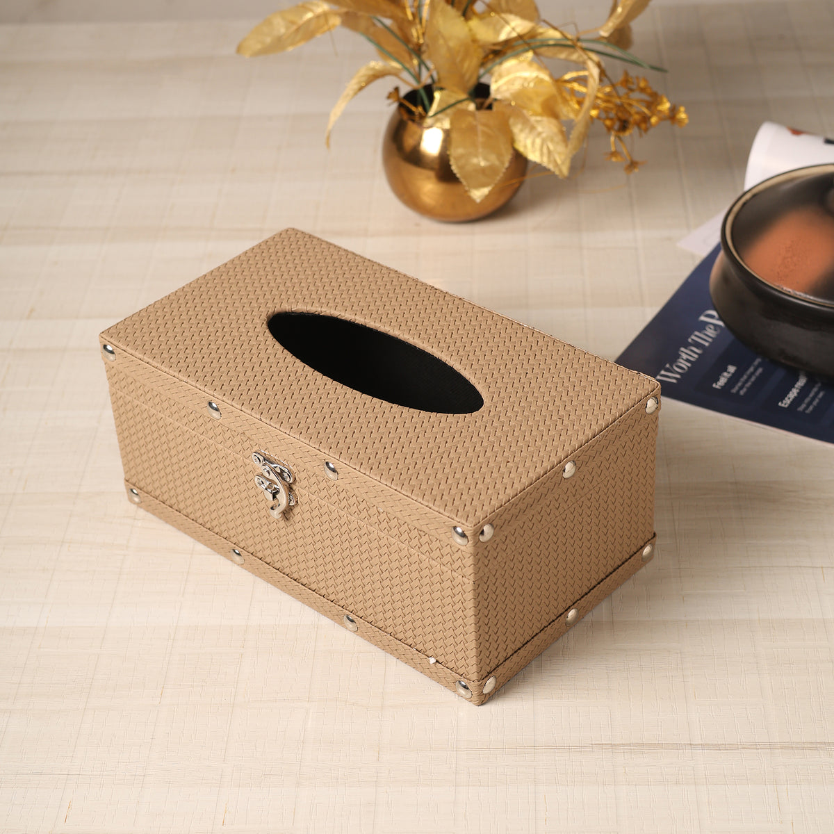 Bexley Leather Brown Tissue Box