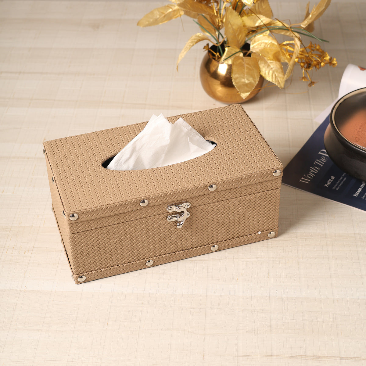Bexley Leather Brown Tissue Box