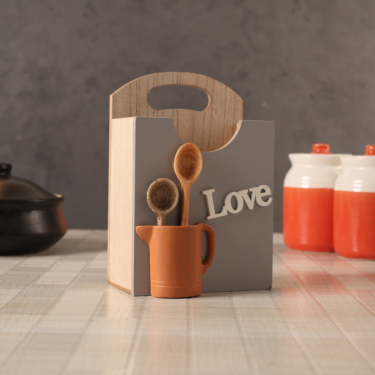 Galley Kitchenette Wooden Cutlery Caddy