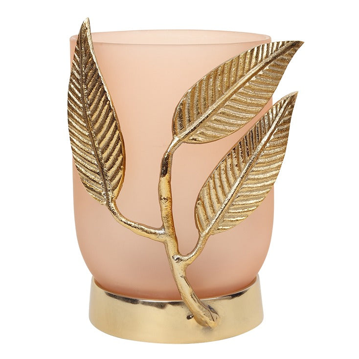 VersaLeaf Glass Vase and Candle Holder in Peach & Gold