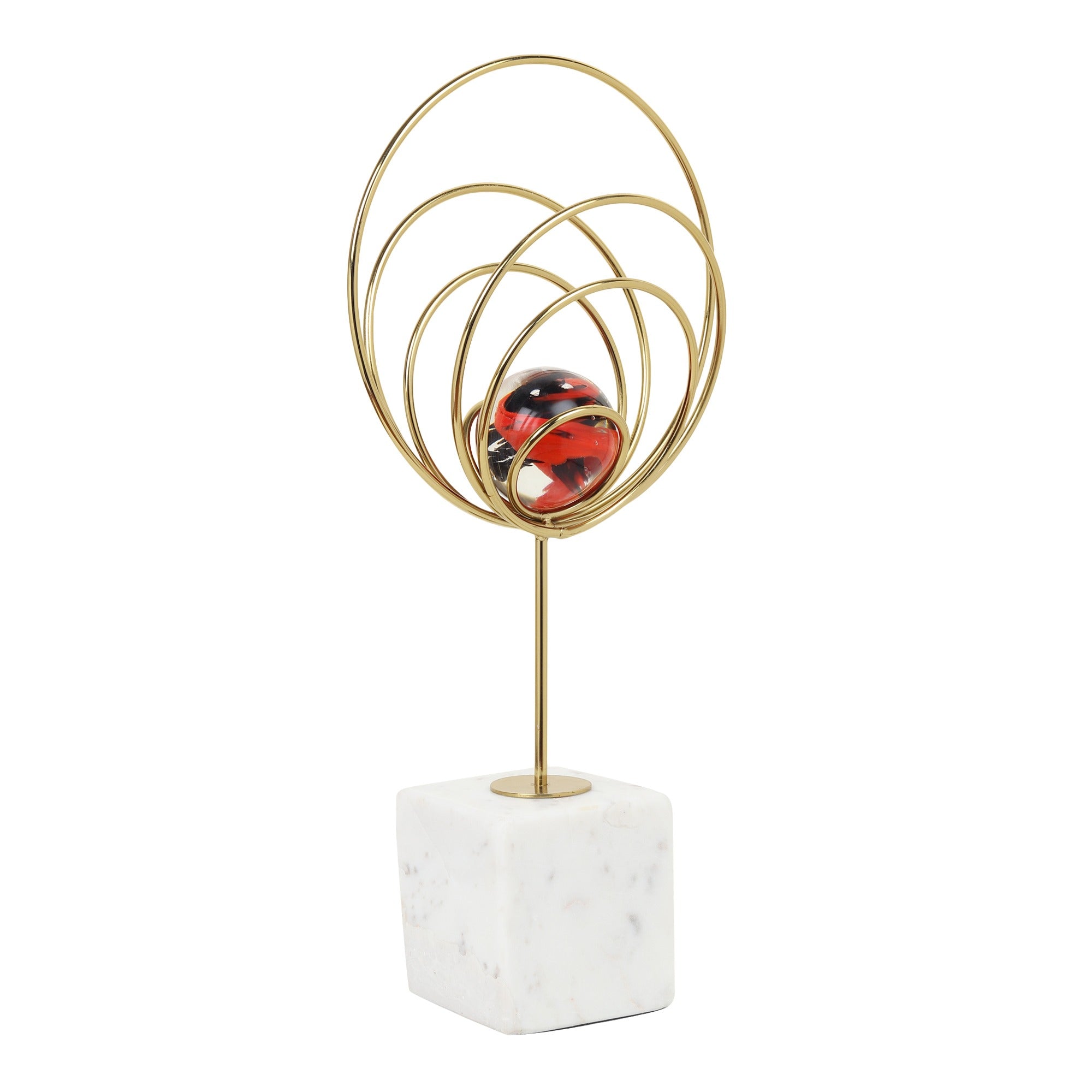 Aurora Rings Crystal Ball Sculpture