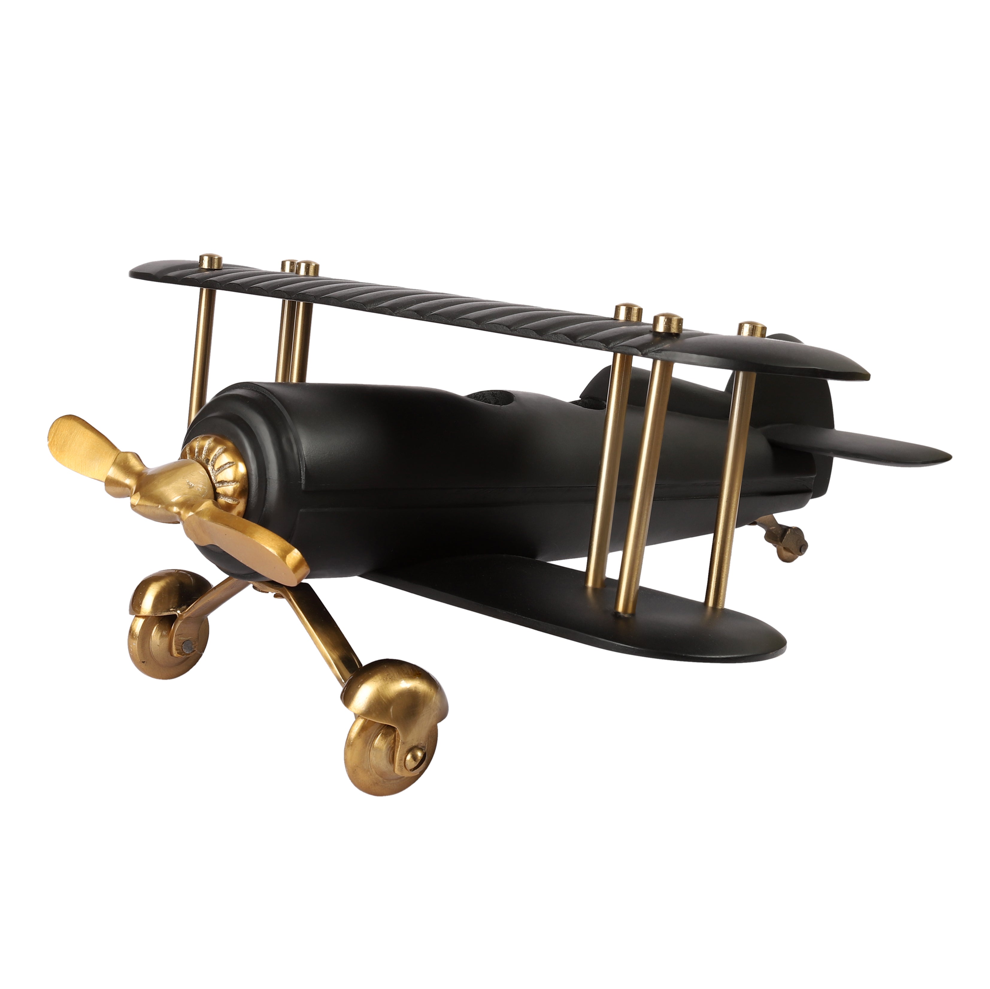 Gold and Black  Wood Vintage Handcrafted Decor Airplane