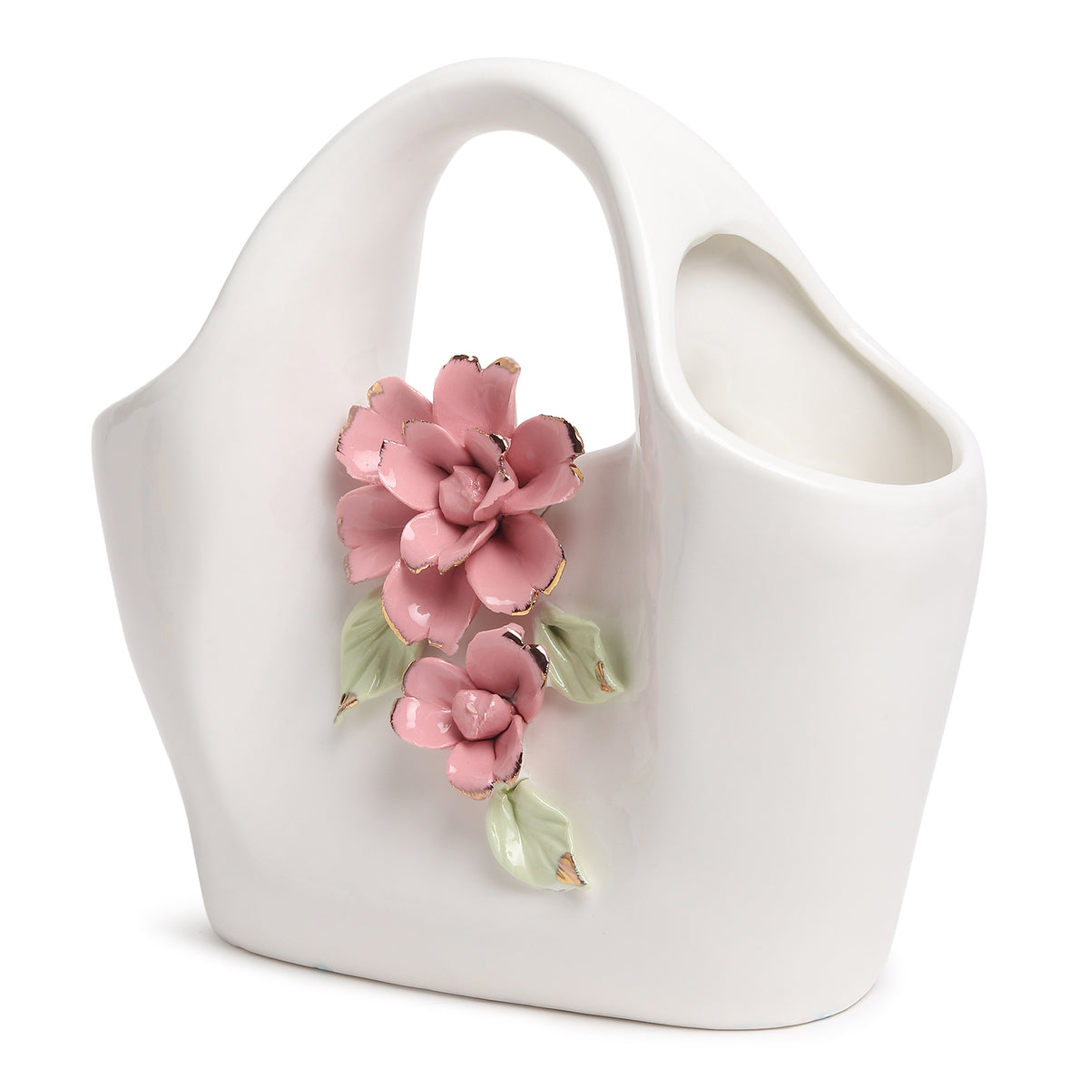 Handbag Fleur Porcelain Vase White